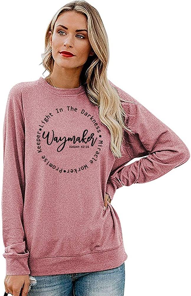 Women's Clothing Waymaker Top Loose Crew Neck Christian Pullover Sweatshirt