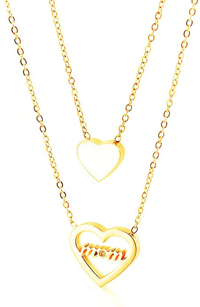 Collier avec pendentif en forme de cœur d'amour pour femme, en acier inoxydable plaqué or, incrustation de zircone cubique 5A, collier de maman personnalisé avec nom d'enfant