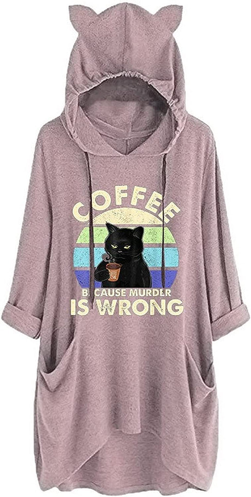 Women Coffee Because Murder Is Wrong Shirt with Pockets