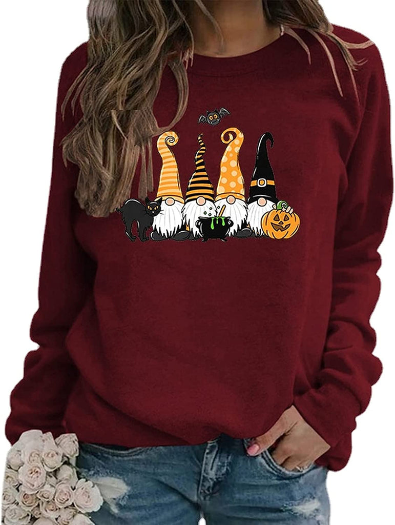 Sweat-shirt pour femme, Costume d'halloween, chat noir, Gnome, citrouille, chauve-souris