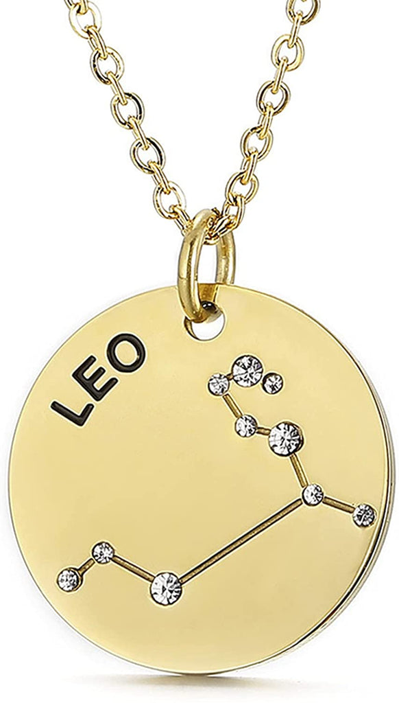 Collier pendentif Constellation plaqué or, horoscope, signe du zodiaque, breloques, pièces de monnaie réglables