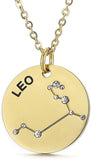Collier pendentif Constellation plaqué or, horoscope, signe du zodiaque, breloques, pièces de monnaie réglables