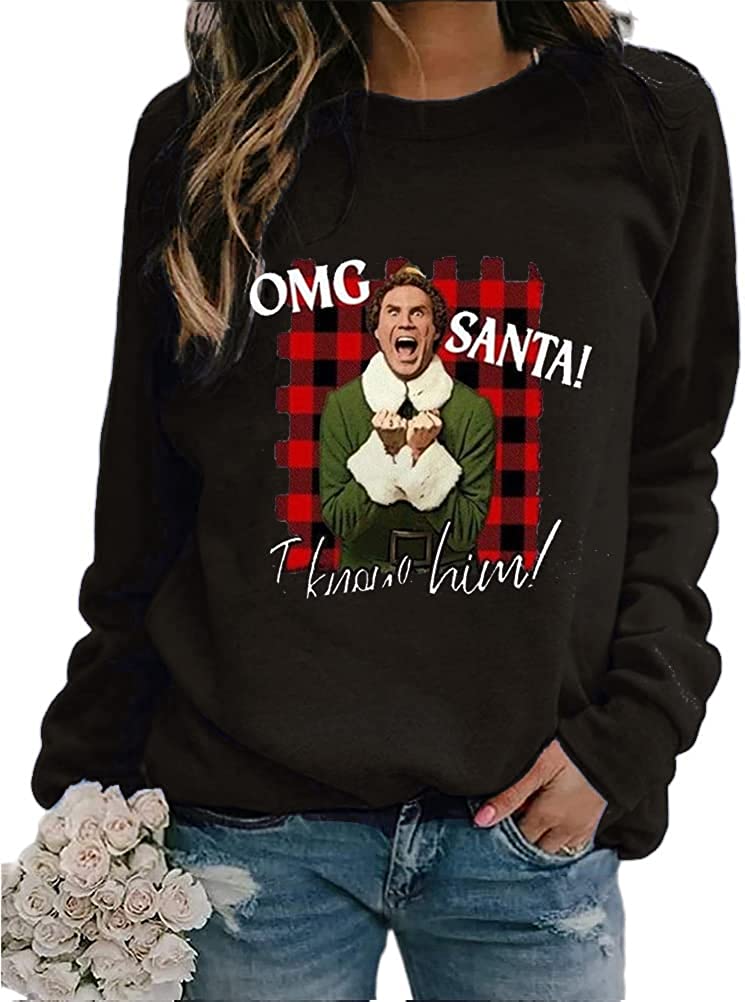 Women OMG Santa I Know Him Funny Christmas T-Shirt Santa Shirt