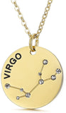 Collier pendentif Constellation plaqué or, horoscope, signe du zodiaque, breloques, pièces de monnaie réglables