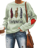 Sweat-shirt de remerciement à manches longues pour femmes, carreaux de buffle et feuilles de léopard, chemise de Thanksgiving