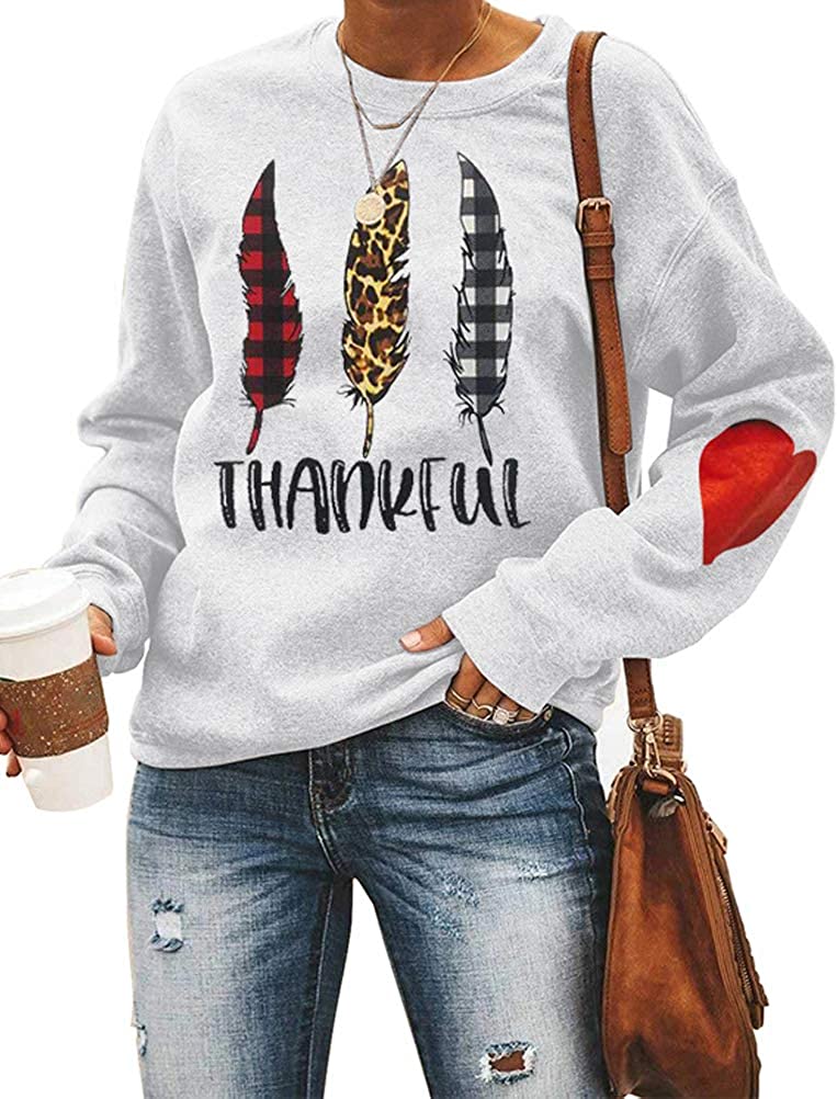 Sweat-shirt de remerciement à manches longues pour femmes, carreaux de buffle et feuilles de léopard, chemise de Thanksgiving
