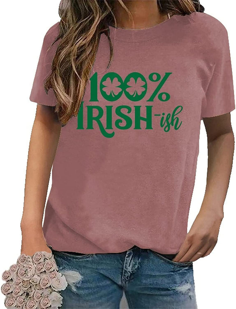 St Patrick Day Tees Women 100% Irish-ish Shamrock T-Shirt