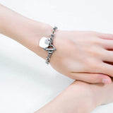 Womens Stainless Steel Link Chains Heart Charms Bracelets for Teen Age Girl Toggle Clasp Closure