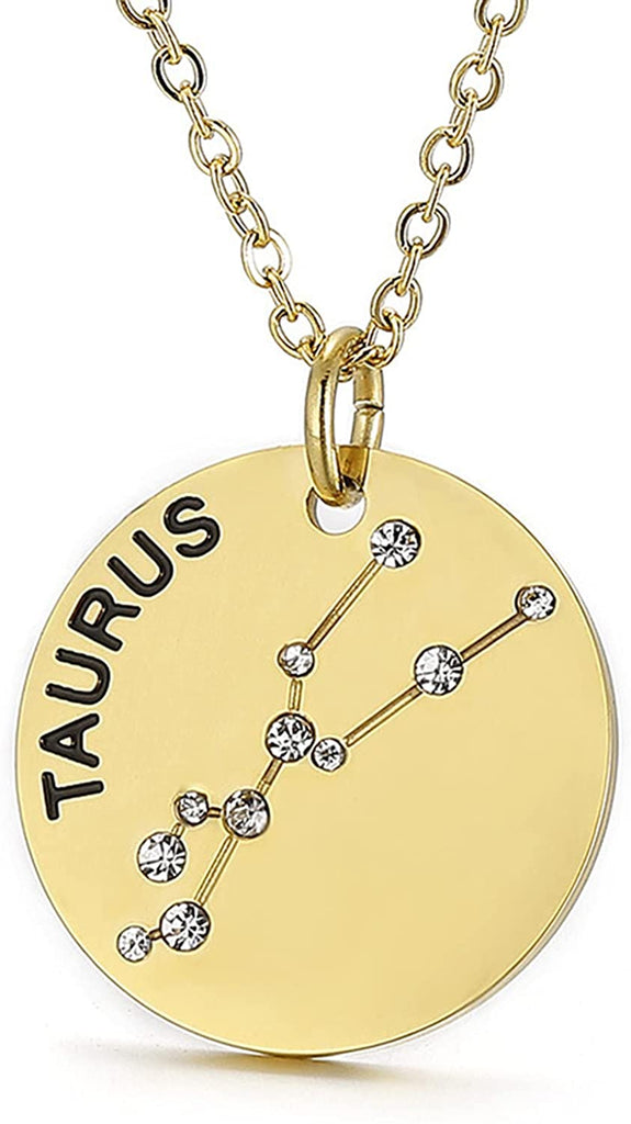 Collier pendentif Constellation plaqué or, horoscope, signe du zodiaque, breloques, pièces de monnaie réglables
