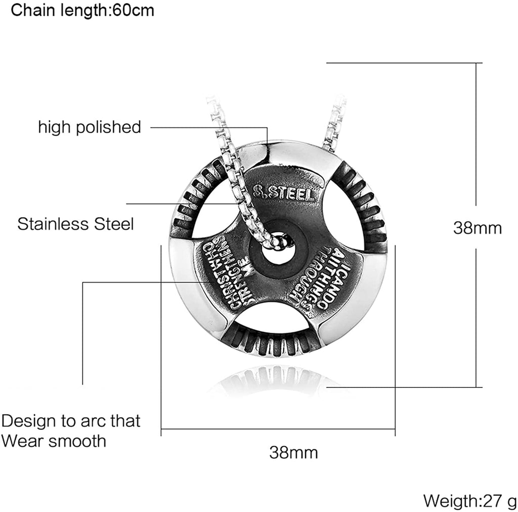 Men's Fitness Jewelry Dumbbell Charm Sport Barbell Pendant Biker Box Chain Necklace Stainless Steel Necklace