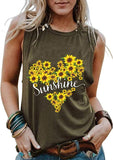 Femmes Sunshine Tournesol Coeur Débardeur Chemise Graphique pour Femme