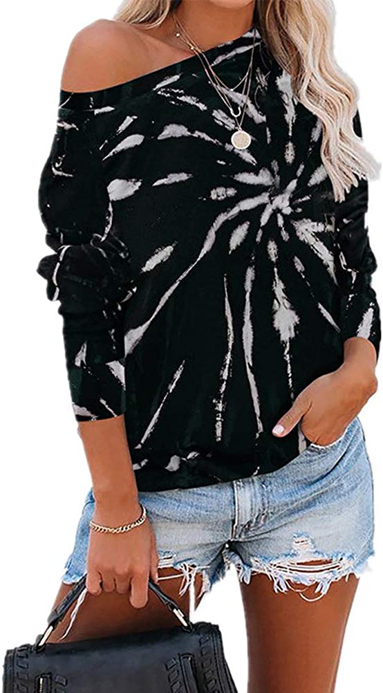 Sweat-shirt multicolore à manches longues et épaules dénudées pour femme