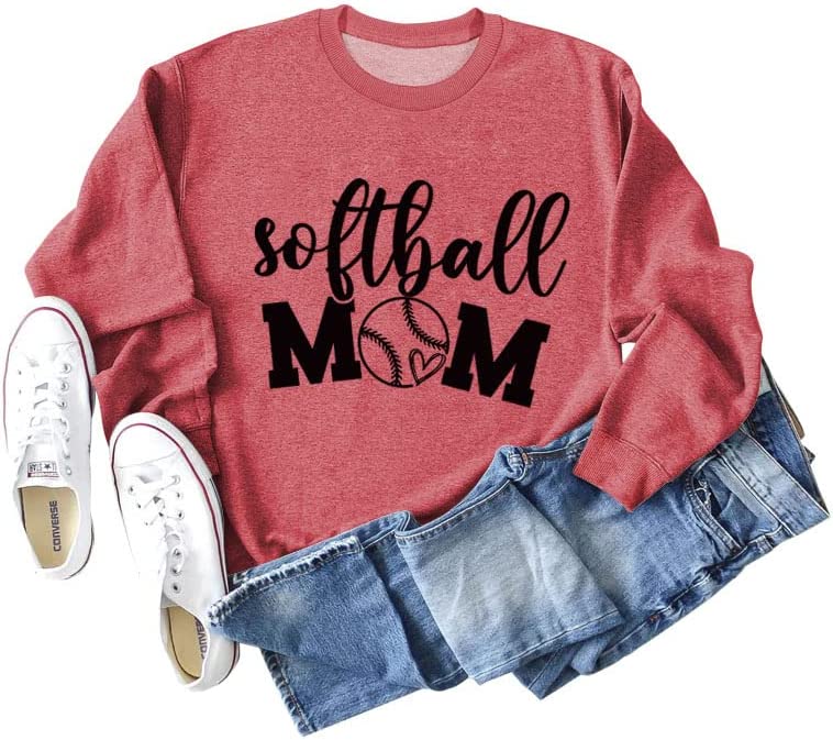 Women Softball Mom Sweatshirt Long Sleeve Shirt