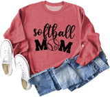 Women Softball Mom Sweatshirt Long Sleeve Shirt