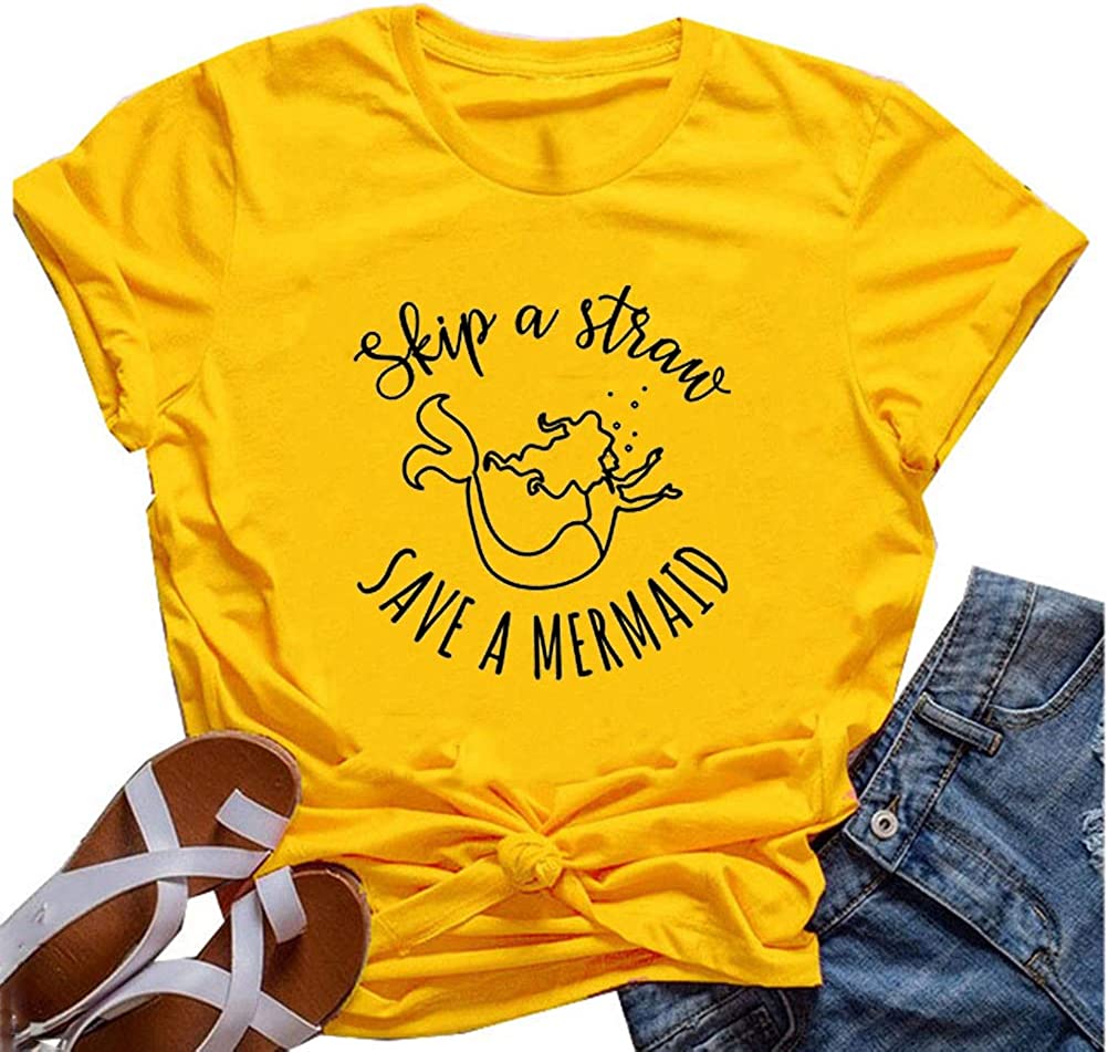 Women Skip A Straw Save A Mermaid T-Shirt