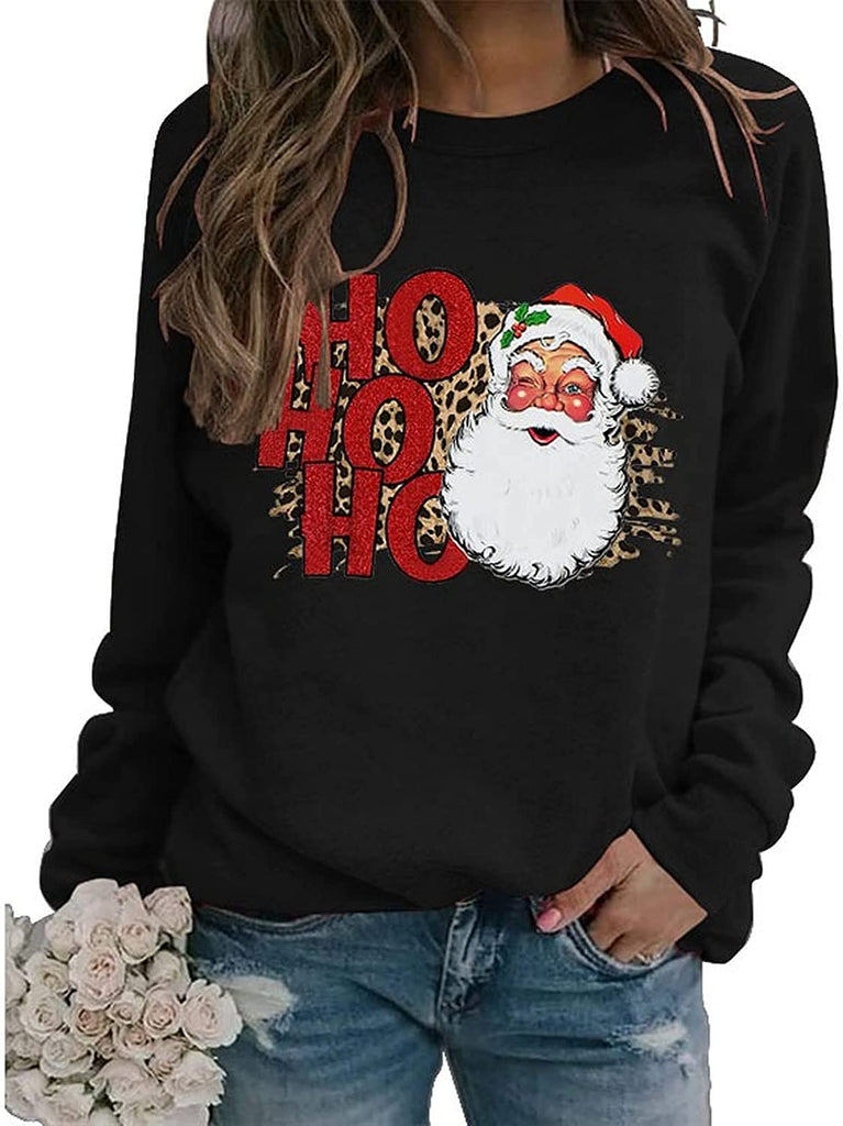 Damen Vintage Weihnachtsmann Sweatshirt Ho Ho Ho Frohe Weihnachten Shirt