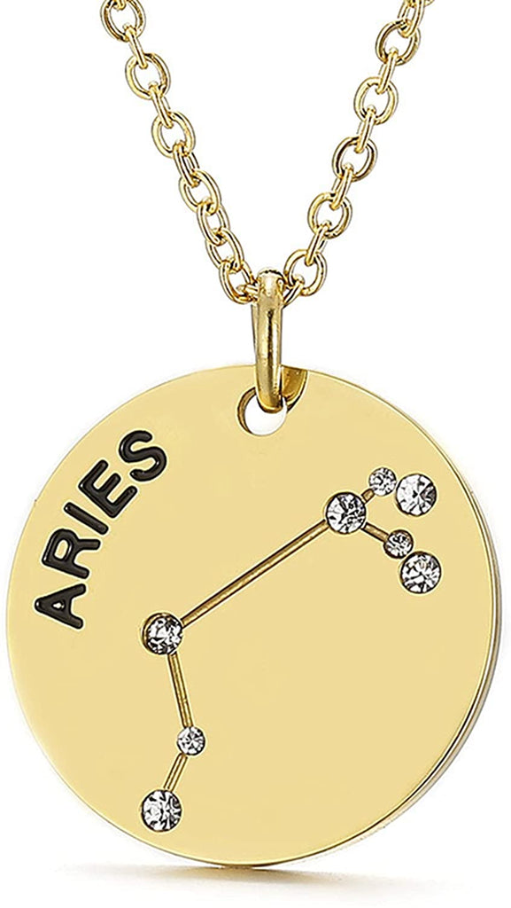 Collier pendentif Constellation plaqué or, horoscope, signe du zodiaque, breloques, pièces de monnaie réglables