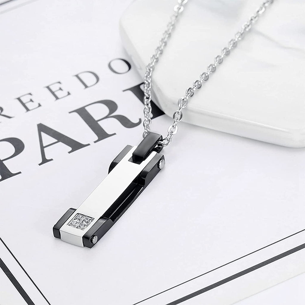 Paar-Halskette mit Anhänger aus Edelstahl, personalisiertes passendes Halsketten-Set für Paare mit eingraviertem Namen, Schriftzug und Datum