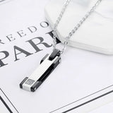 Paar-Halskette mit Anhänger aus Edelstahl, personalisiertes passendes Halsketten-Set für Paare mit eingraviertem Namen, Schriftzug und Datum