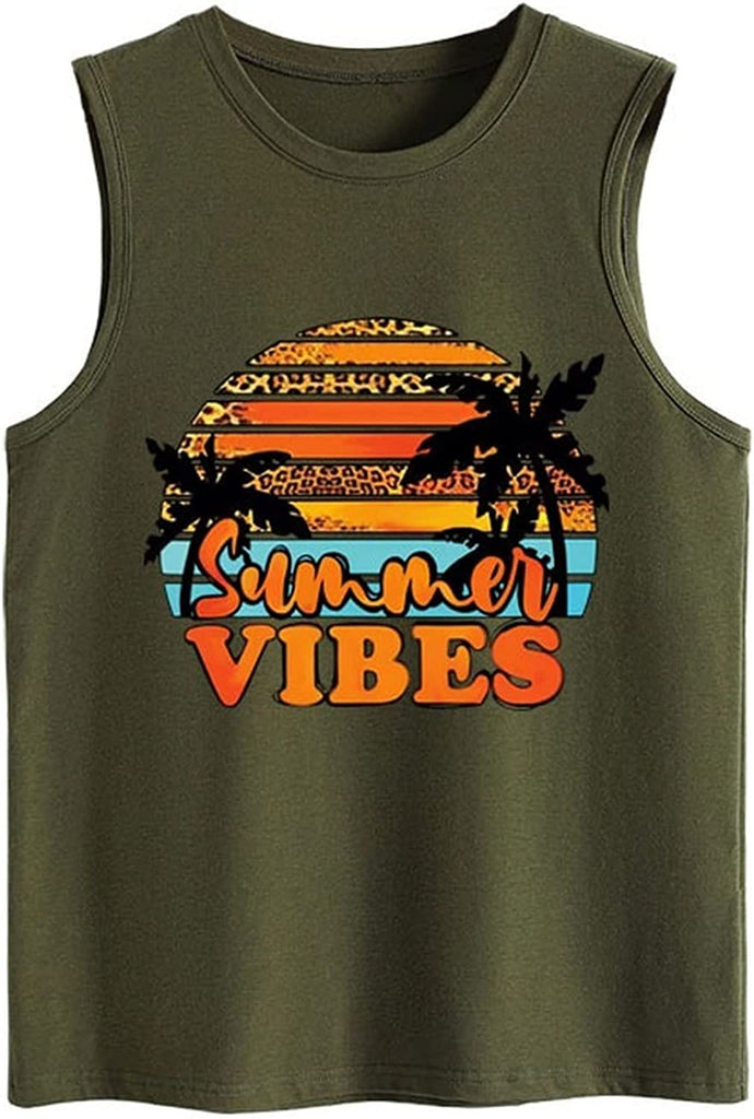Vibes d'été débardeurs femmes vie Positive vacances citation vacances d'été mignon chemise de plage