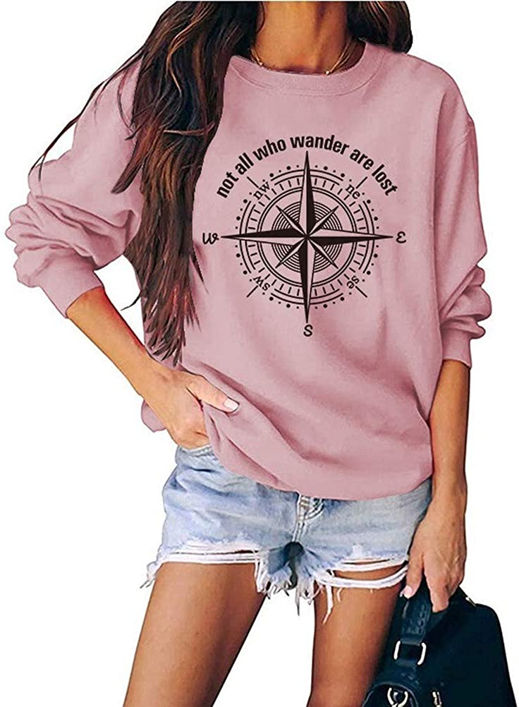Sweat-shirt décontracté à manches longues pour femme - Not-All-Who-Wander are Lost Letters