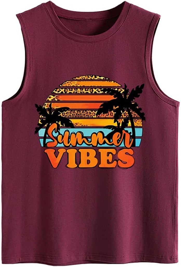 Vibes d'été débardeurs femmes vie Positive vacances citation vacances d'été mignon chemise de plage