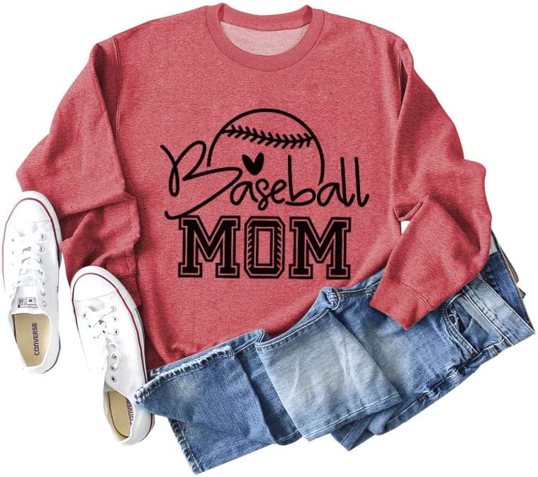 Women Baseball Mom Sweatshirt Sports Mom Gift Long Sleeve Shirt