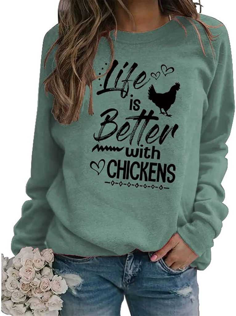 Sweat-shirt pour femmes, amoureux du poulet, la vie est meilleure avec des poulets