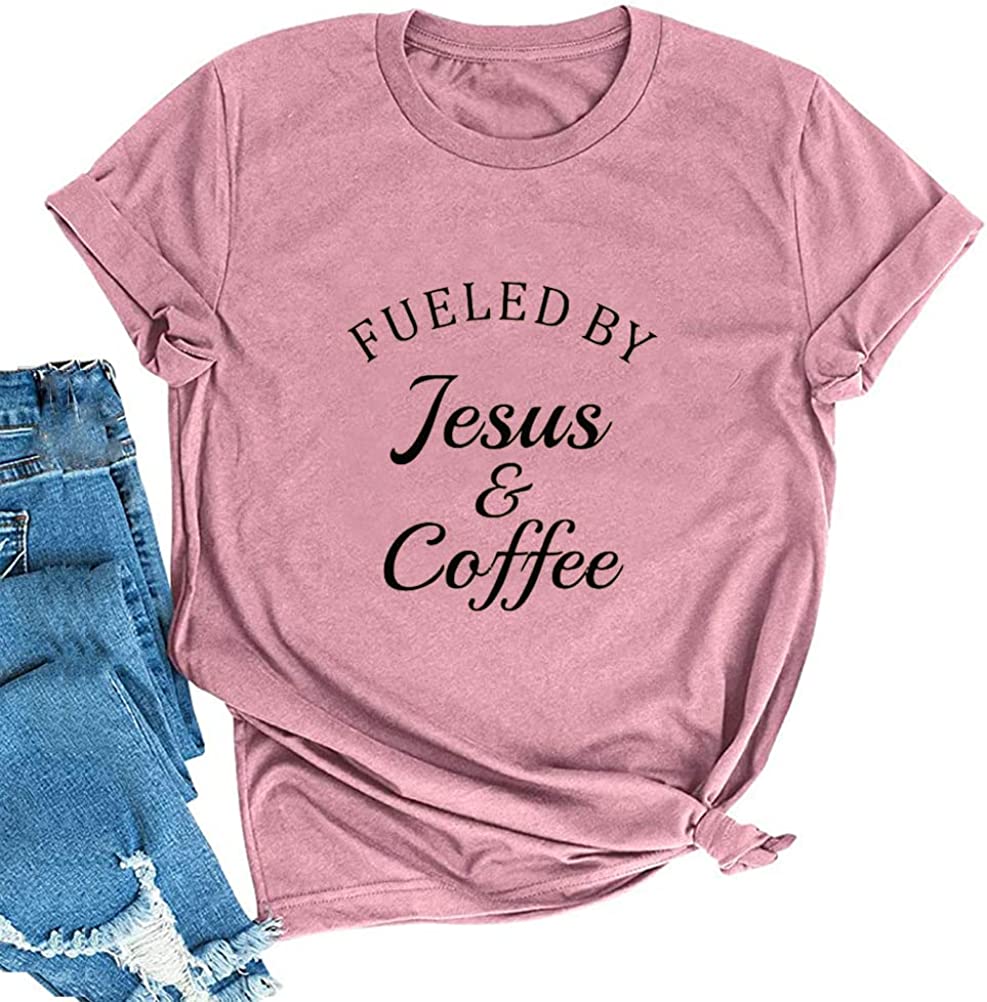 Women Fueled by Jesus and Coffee T-Shirt Christian Shirt