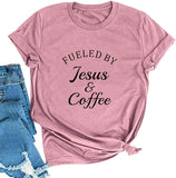 Women Fueled by Jesus and Coffee T-Shirt Christian Shirt