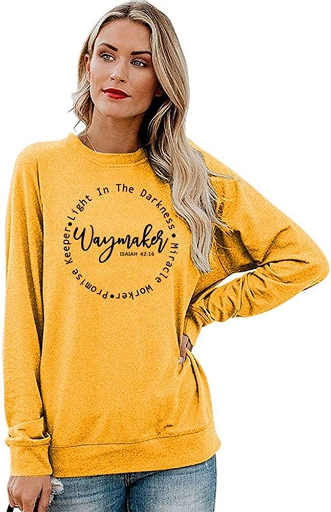 Women's Clothing Waymaker Top Loose Crew Neck Christian Pullover Sweatshirt