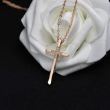 Womens Cross Necklace 18K Rose Gold Silver Filled, Long Large Skinny Cross Necklaces Simple, Ideas for Her Mom Daughter Sister Wife