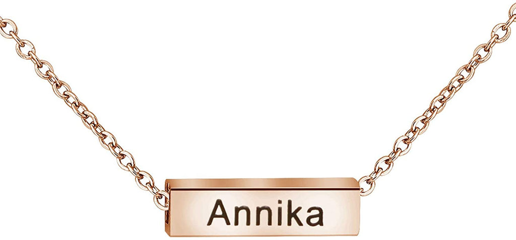 Colliers de barre de nom personnalisés pour filles, collier en tube carré en acier inoxydable, pendentif 4 côtés, lettres personnalisées pour femmes, petite amie, maman
