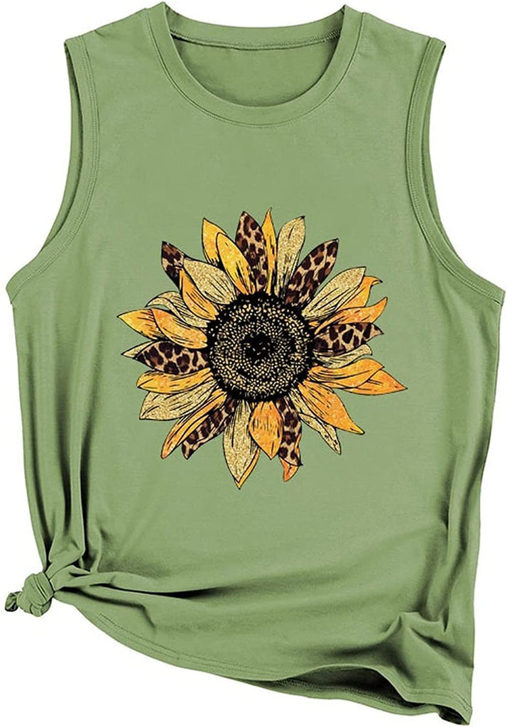Débardeur tournesol pour femmes, t-shirt d'été décontracté sans manches