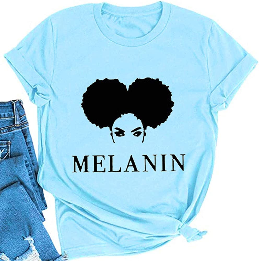 Women Melanin Graphic T-Shirt Afro Woman T-Shirt