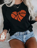 Sweat-shirt à manches longues avec cœur de basket-ball pour femmes