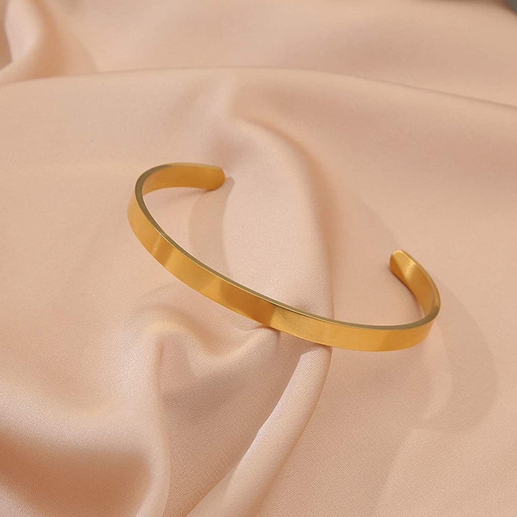 Bracelets à manchette ouverte pour femmes, bijoux de bras d'amitié en acier inoxydable, gravure personnalisée du nom et de la Date pour maman et fille, 6mm