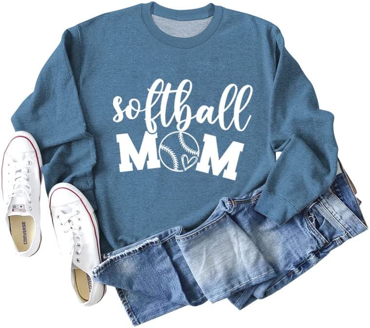 Women Softball Mom Sweatshirt Long Sleeve Shirt
