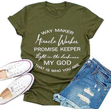 FZLYE Womens Way Maker Miracle Worker Promise Keeper Light in The Darkness My God T-Shirt Tank Graphic Tees Tops