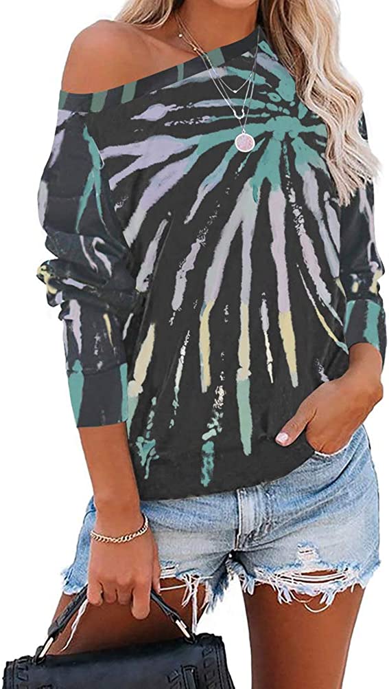 Sweat-shirt multicolore à manches longues et épaules dénudées pour femme