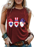 Femmes drapeau américain Gnomes amour coeur débardeur patriotique Gnomes chemise
