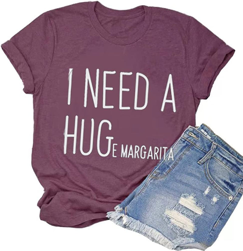 Women?s? I Need A Huge Margarita Graphic Sweatshirts Casual Loose Crew Neck Long Sleeve Top Women (Burgundy Tee, X-Large)