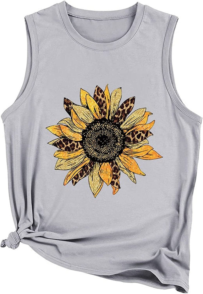 Débardeur tournesol pour femmes, t-shirt d'été décontracté sans manches
