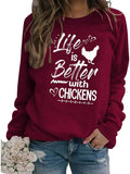 Sweat-shirt pour femmes, amoureux du poulet, la vie est meilleure avec des poulets
