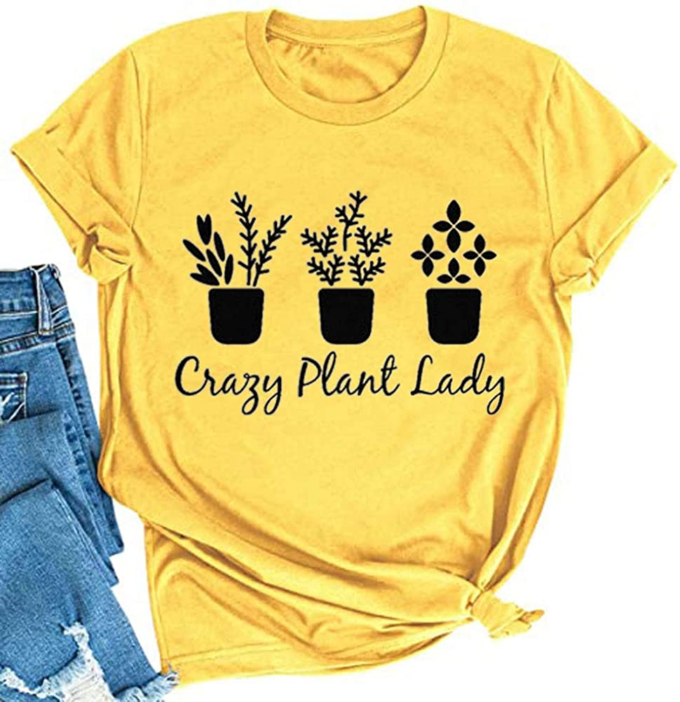 Women Crazy Plant Lady Graphic T-Shirt