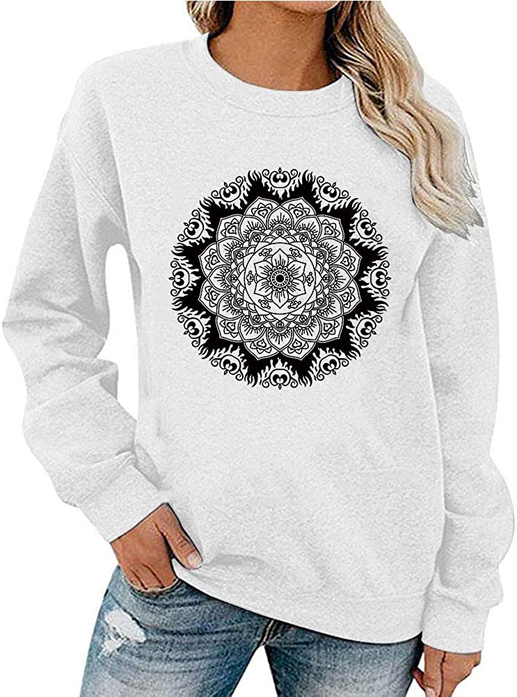 Women Long Sleeve Mandala Sweatshirt Bohemian Shirt