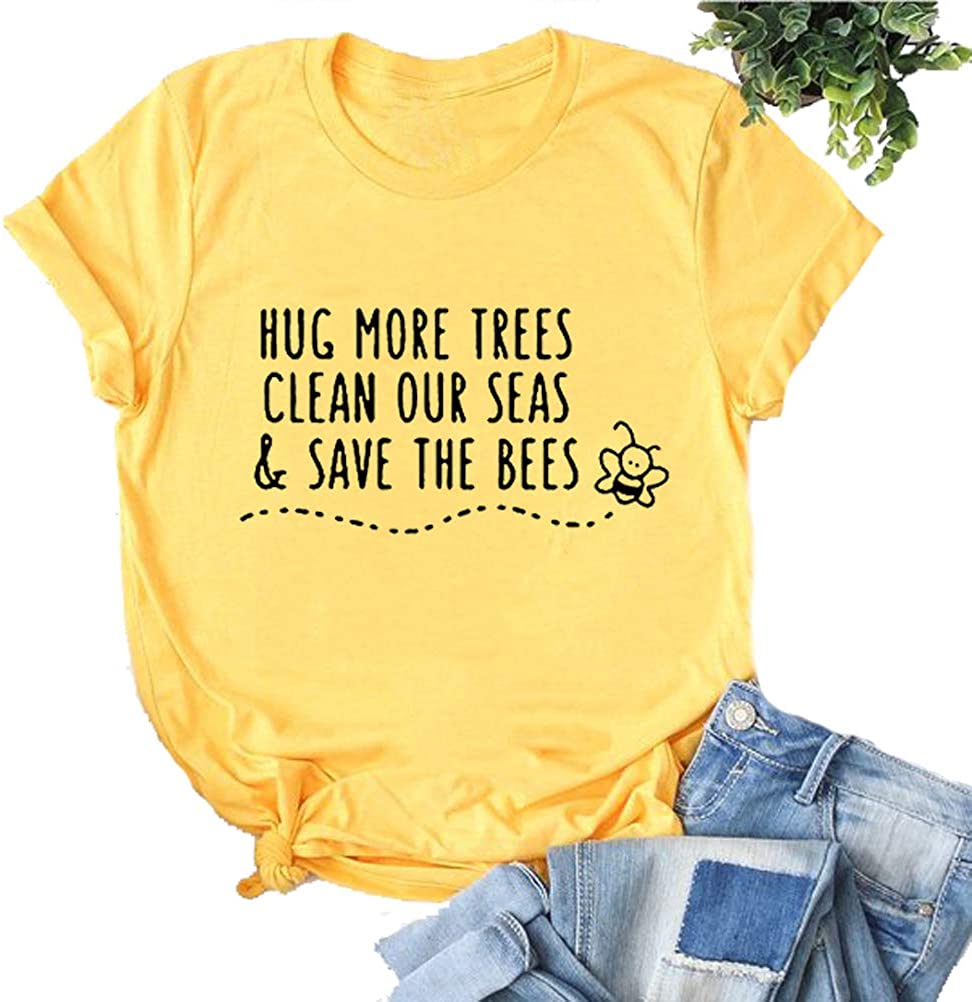 Women Hug More Trees Clean Our Seas & Save The Bees T-Shirt