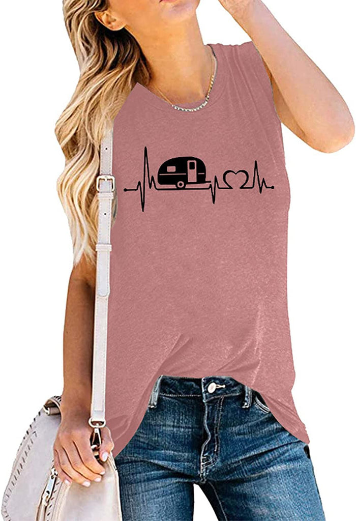 Débardeur ECG Heart pour femme, chemise Camper Love