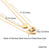 Collier avec pendentif en forme de cœur d'amour pour femme, en acier inoxydable plaqué or, incrustation de zircone cubique 5A, collier de maman personnalisé avec nom d'enfant
