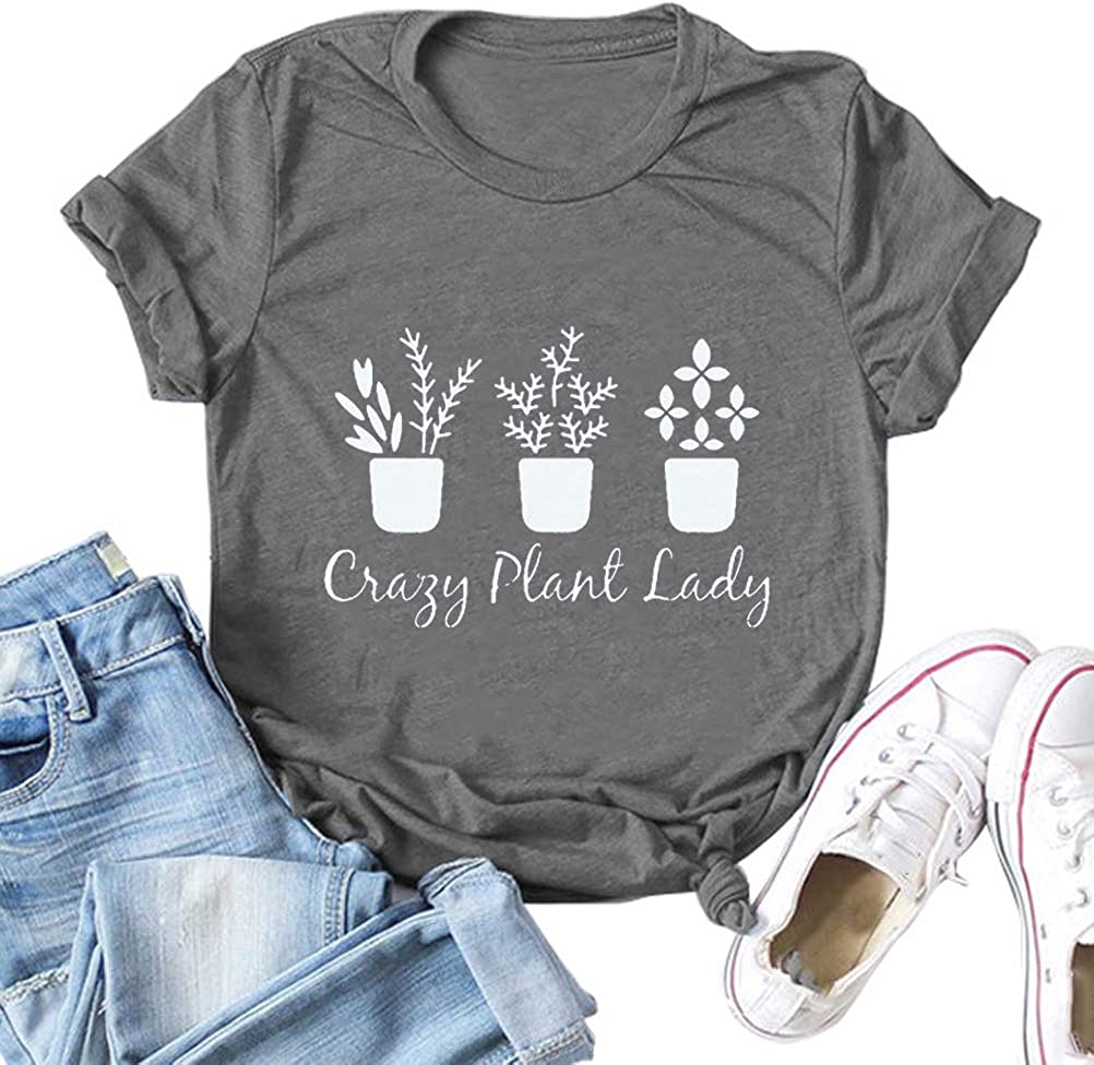 Women Crazy Plant Lady Graphic T-Shirt